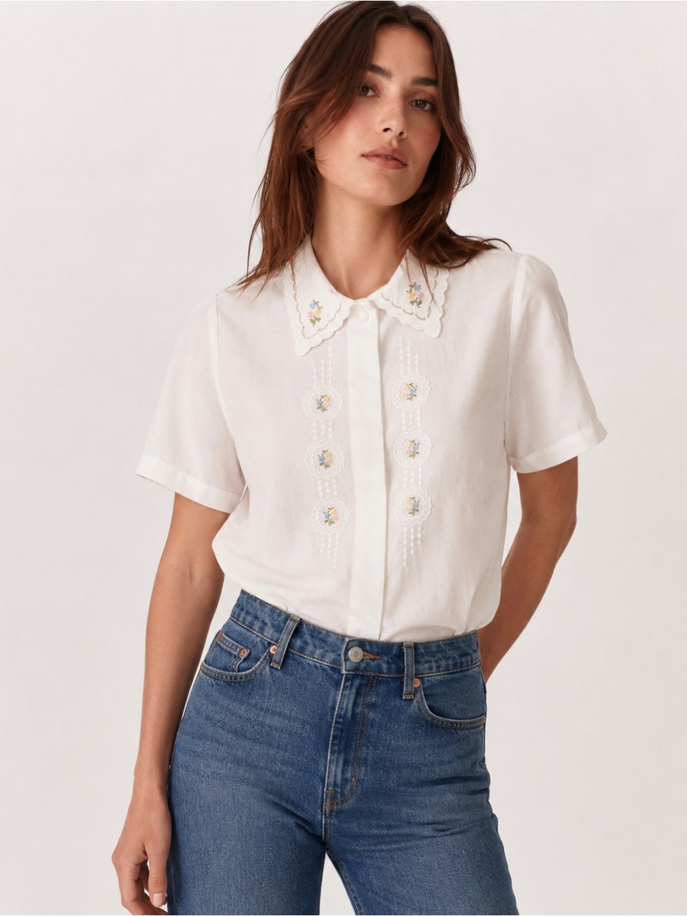 Vintage Tradition Boxy Embroidered Blouse